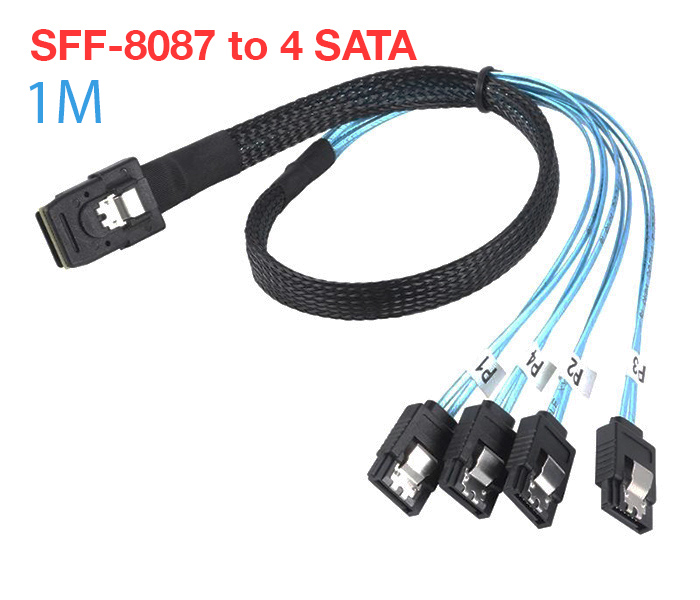 SFF-8087 rẽ phải góc sang phải 4x cáp SATA mini SAS Fanout 